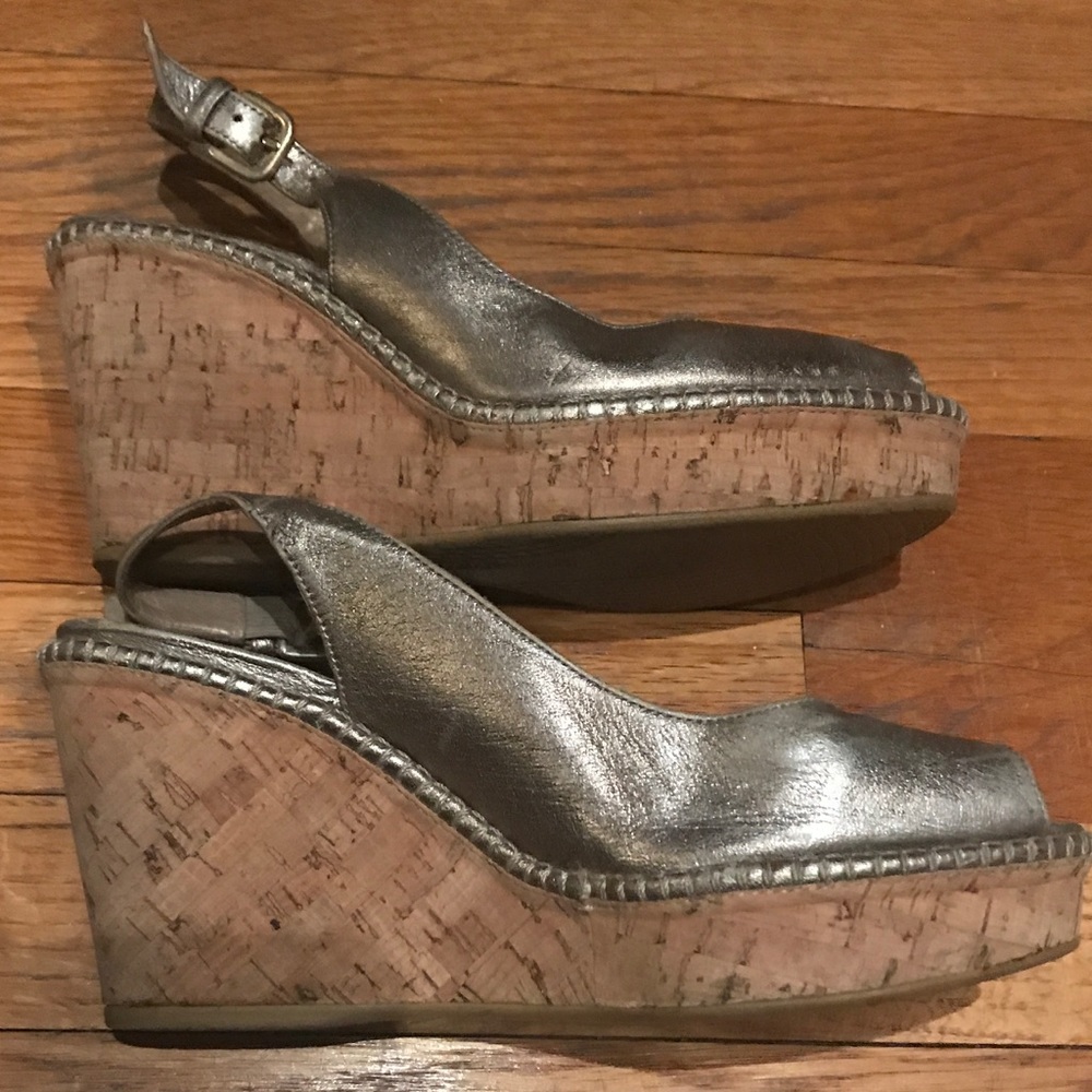 Gold leather espadrilles